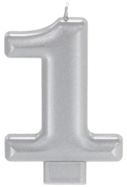 Numeral Metallic Candle #1 - Silver