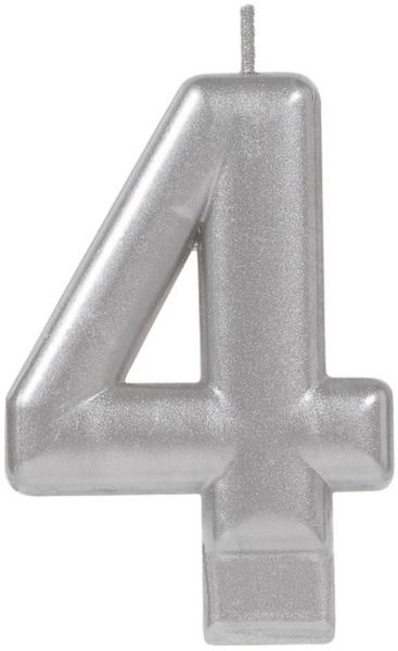Numeral Metallic Candle #4 - Silver