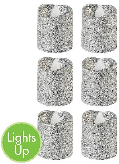 Glitter Silver Votive Flameless LED Candles, 6ct