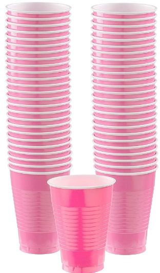Big Party Pack Bright Pink Plastic Cups, 12oz - 50ct