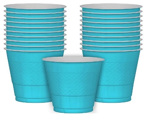 Caribbean Blue Plastic Cups, 9 oz - 20ct