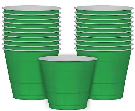 Festive Green Plastic Cups, 9oz - 20ct