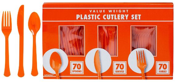Big Party Pack Orange Window Box Cutlery Set, 210ct