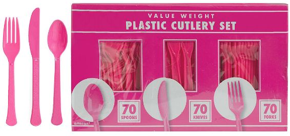 Big Party Pack Bright Pink Value Window Box Cutlery Set, 210ct
