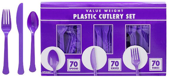 Big Party Pack New Purple Value Window Box Cutlery Set, 210ct