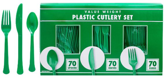 Big Party Pack Festive Green Window Box Cutlery Set, 210ct