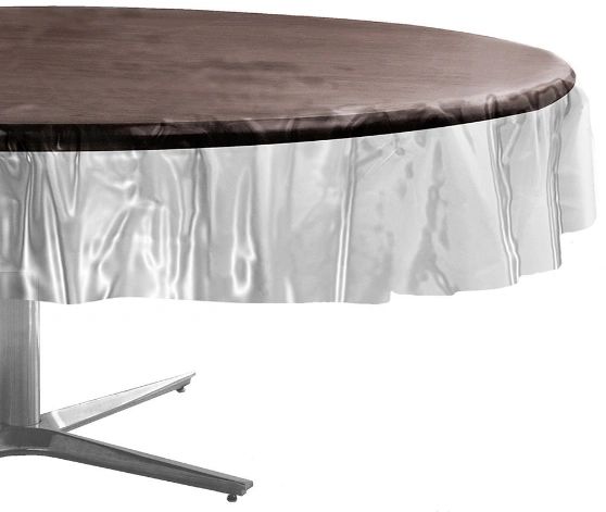 CLEAR Round Plastic Table Cover, 84"