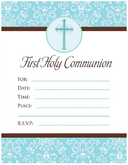 Blue First Communion Invitations, 20ct