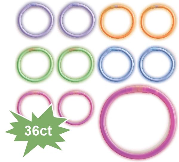 8" Glow Stick Value Pack - Multi Color, 36ct