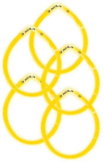 8" Yellow Glow Sticks, 5ct