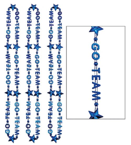 Blue Go Team Bead Necklaces, 3ct