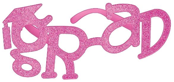 Pink Glitter Grad Shaped Plastic Glasses