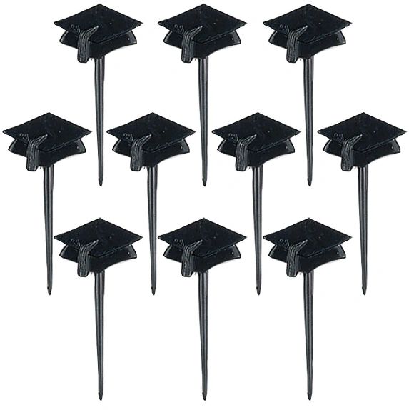Graduation Cap Plastic Picks - Black, 10ct