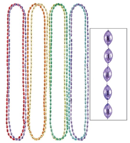 Multi Metallic Bead Necklaces, 30" - 8ct