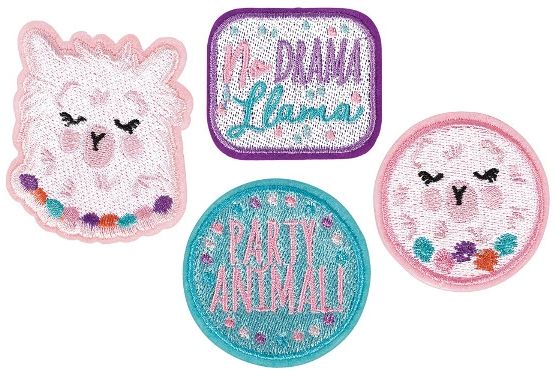 Llama Fun Embroidered Patches, 4pcs