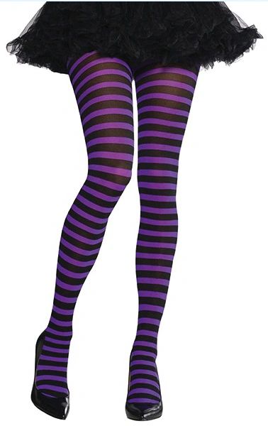 Purple/Black Striped Tights - Adult Standard