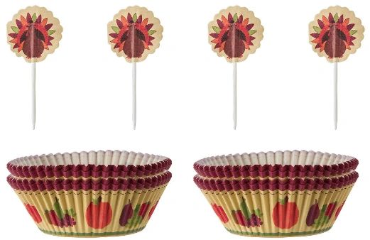 Thanksgiving Baking Cups And Picks, 24ct