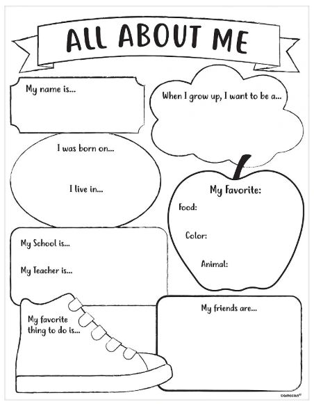 Back To School All About Me Activity Sheets, 30ct