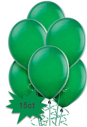 Festive Green Solid Color Latex Balloons - Packaged, 15ct No Helium Included