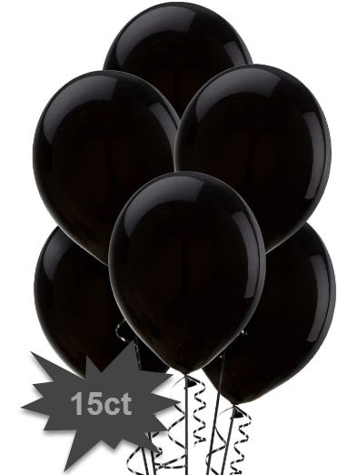 Black Solid Color Latex Balloons - Packaged, 15ct No Helium Included