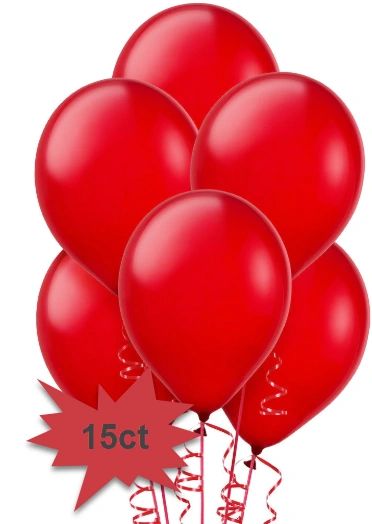 Apple Red Solid Color Latex Balloons - Packaged, 15ct No Helium Included