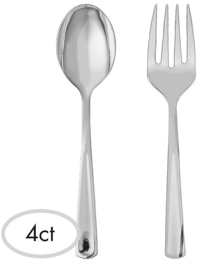 Serving Spoon & Fork Asst. - Silver, 4ct