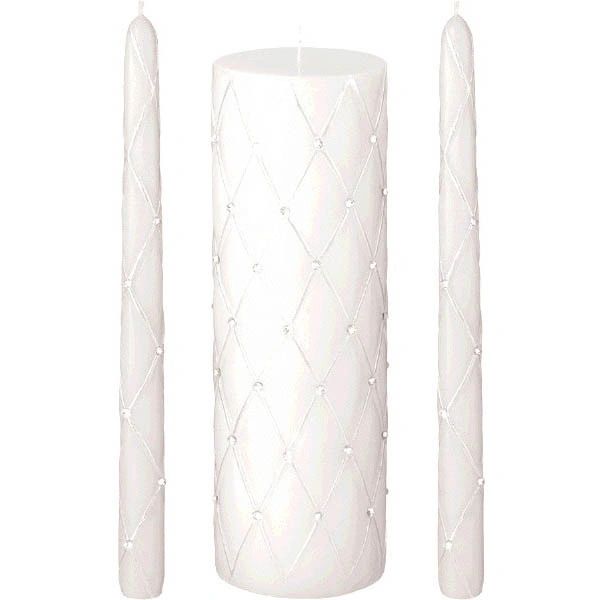 White Quilted Unity Candle Set, 3pc