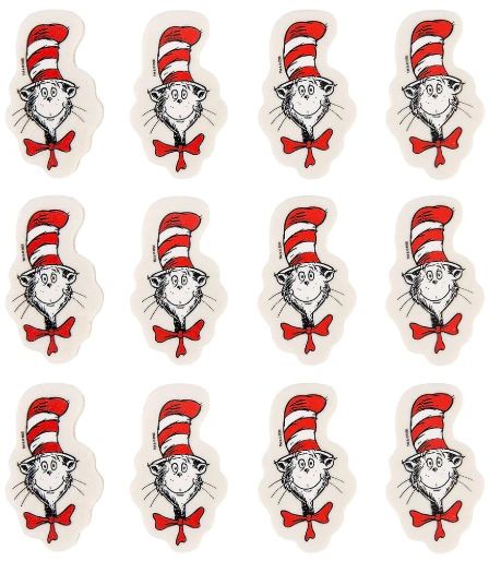 Cat In The Hat Erasers, 12ct