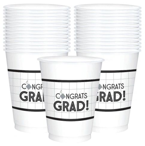 Grad Grid Printed Plastic Cups, 16oz - 25ct