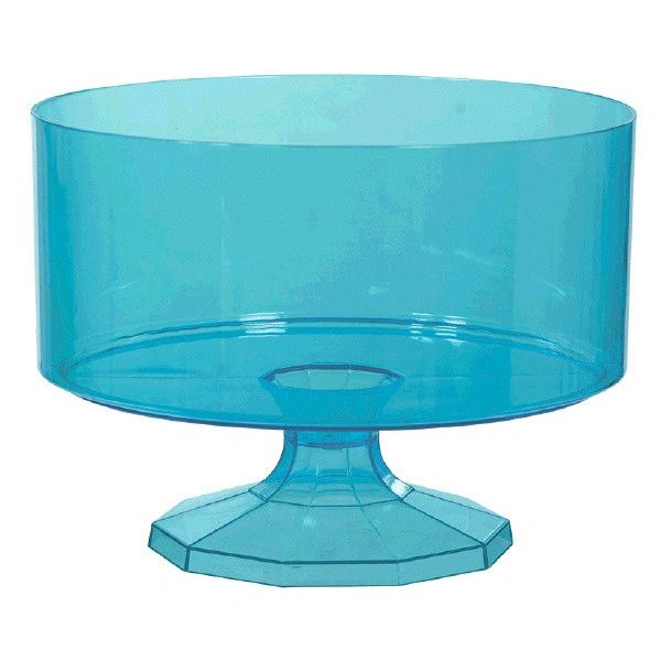 Small Caribbean Blue Plastic Trifle Bowl & Pedestal party suppl