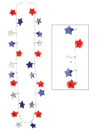 Patriotic Stars Light-Up Necklace, 32"