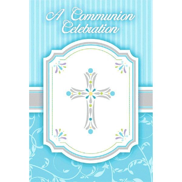 Blue Communion Invitations, 8ct