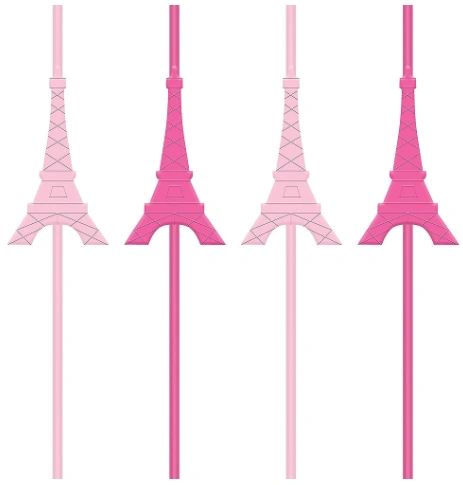 Day In Paris Molded Plastic Straw, 10ct