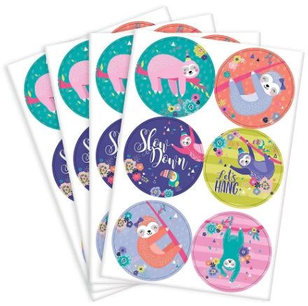 Sloth Stickers, 4 Sheets - 24ct