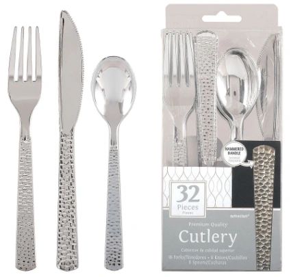 Silver Hammered Cutlery - Assortment, 32ct