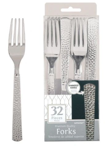 Silver Hammered Forks, 32ct