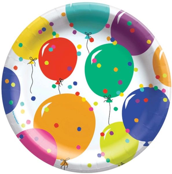 Party Balloons Lunch Plates, 8 1/2" - 8ct