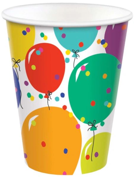 Party Balloons Paper Cups, 9oz - 8ct