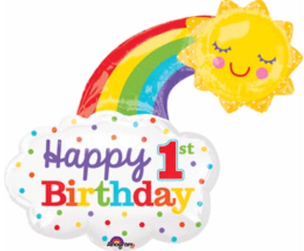 30" 1st Birthday Rainbow Balloon
