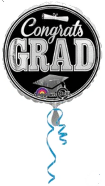 28" Graduating Class Black and Silver Balloon