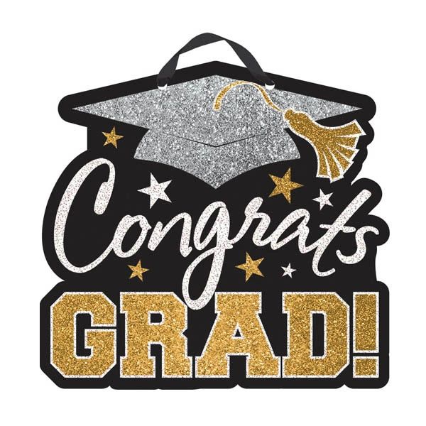 Congrats Grad Value Sign - Black , Silver , Gold