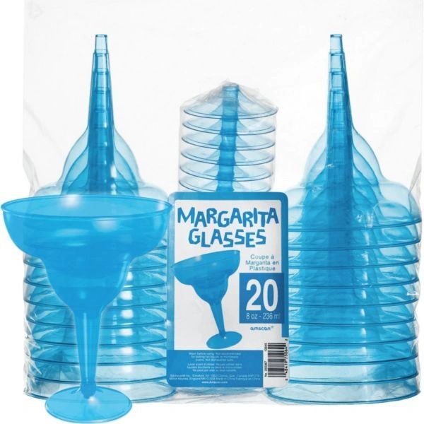 Transparent Blue Plastic Margarita Glasses 8oz 20ct party suppl