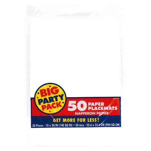 Big Party Pack White Paper Placemats, 50ct
