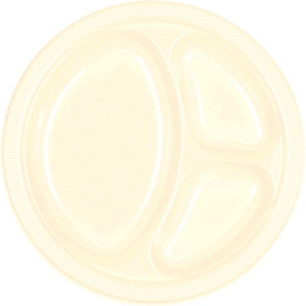 Vanilla Crème Divided Plastic Plates, 10 1/4" - 20ct