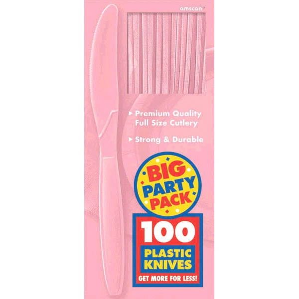 Big Party Pack New Pink Plastic Knives, 100ct
