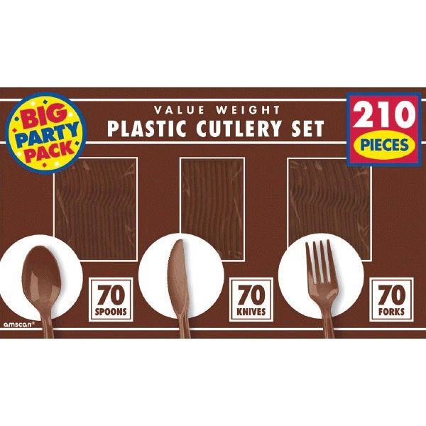 Chocolate Brown Value Window Box Cutlery Set, 210ct