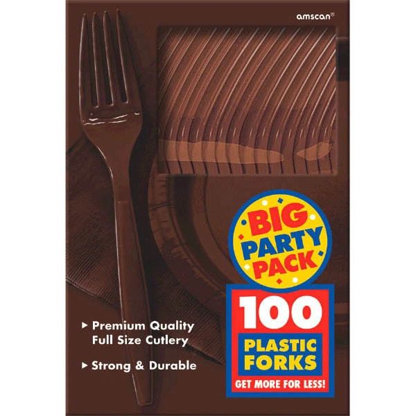 Big Party Pack Chocolate Brown Plastic Forks, 100ct