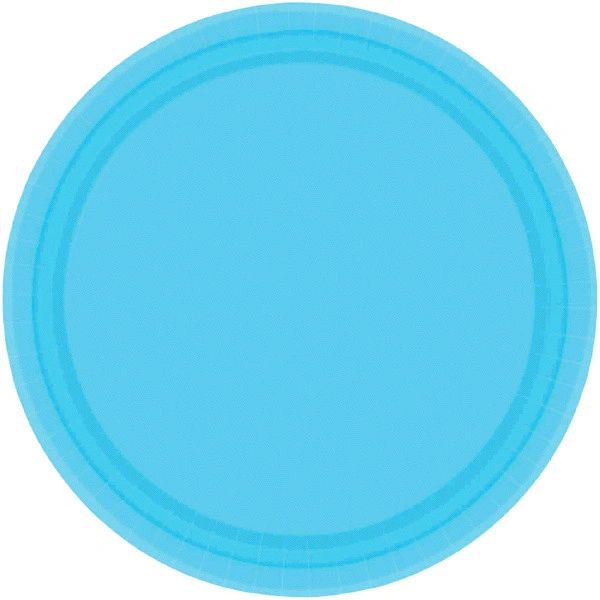 Caribbean Blue Paper Dessert Plates, 7" - 20ct