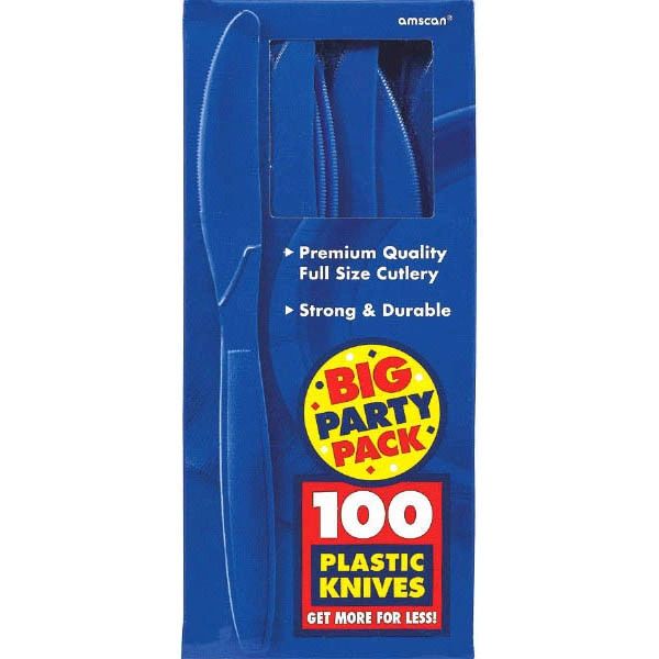 Big Party Pack Bright Royal Blue Plastic Knives, 100ct