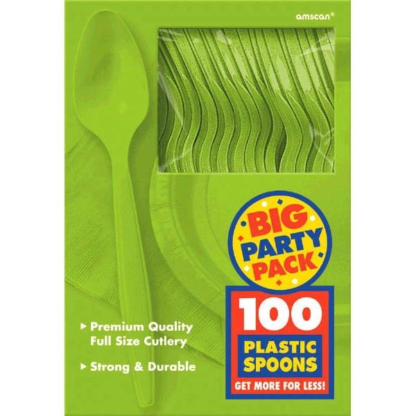 Big Party Pack Kiwi Plastic Spoons, 100ct